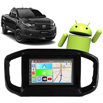 Kit Multimídia Strada (2021-2024) 7" Polegadas 2-32Gb GPS TV Android-Auto CarPlay Comando de voz Google Siri