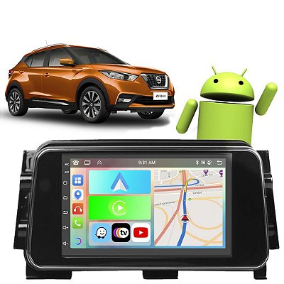 Kit Multimídia Nissan Kicks (2016-2022) 7" Polegadas 2-32Gb GPS TV Android-Auto CarPlay Comando de voz Google Siri