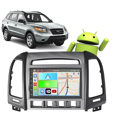Kit Multimídia Santa Fé (2006-2012) 7" Polegadas 2-32Gb GPS TV Android-Auto CarPlay Comando de voz Google Siri
