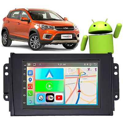 Kit Multimídia TIGGO 2 (2019-2022) 7" Polegadas 2-32Gb GPS TV Android-Auto CarPlay Comando de voz Google Siri