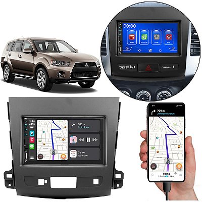 Kit Multimidia Android-Auto Outlander 2008-2013 7" MP5 Android Auto Carplay + Câmera de Ré