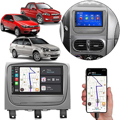 Kit Multimidia Android-Auto Carplay Palio Siena Strada 2012-2020 7" MP5 + Câmera de Ré