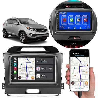 Kit Multimidia Android-Auto Sportage 2011-2016 7" MP5 Android Auto Carplay + Câmera de Ré