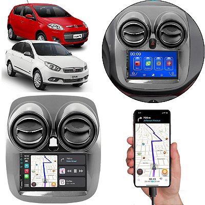 Kit Multimidia Android-Auto Carplay Grand Siena 2012-2018 7" MP5 + Câmera de Ré