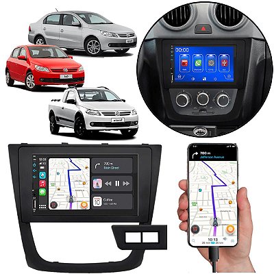 Kit Multimidia Android-Auto Carplay Gol Voyage Saveiro G5 (2008-2012) 7" MP5 + Câmera de Ré
