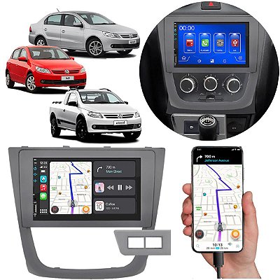 Kit Multimidia Android-Auto Carplay Gol Voyage Saveiro G5 (2008-2012) 7" MP5 + Câmera de Ré