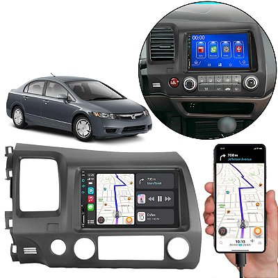 Kit Multimidia Android-Auto Civic 2007-2011 7" MP5 Carplay + Câmera de ré