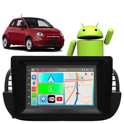 Kit Multimídia Fiat 500 (2010-2017) 7" Polegadas 2-32Gb GPS TV Android-Auto CarPlay Comando de voz Google Siri