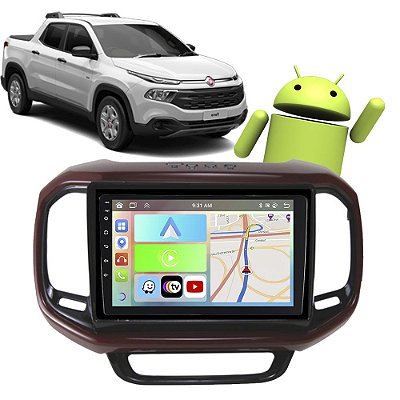 Kit Multimídia Toro 2016-2021 9” Carplay Android Auto GPS Integrado TV Online Assistente de Voz (Google/Siri)