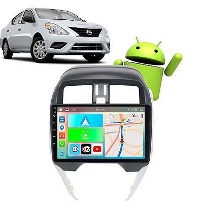 Kit Multimídia Carplay Android Auto 9” Versa 2014-2020 GPS TV Online Google Assistente Siri Câmera de Ré