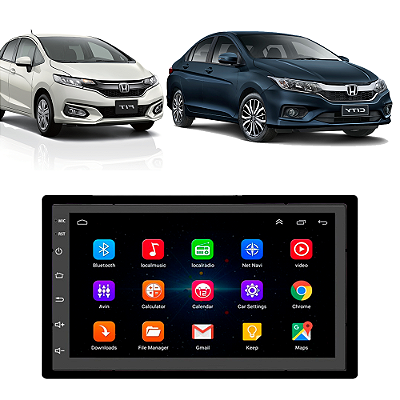 Kit Multimídia Android Honda Fit City 2015 A 2021 7'' Polegadas 1GB-16GB GPS Bluetooth WiFi TV Online