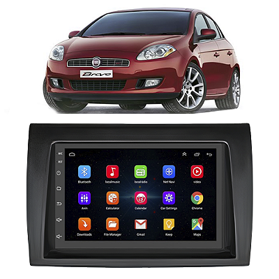 Kit Multimídia Android Fiat Bravo 2011 A 2016 7'' Polegadas 1GB-16GB GPS Bluetooth WiFi TV Online