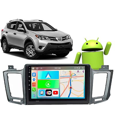 KIT MULTIMIDIA ANDROID 9" RAV4 13/18 PRATA TOYOTA CARPLAY AN
