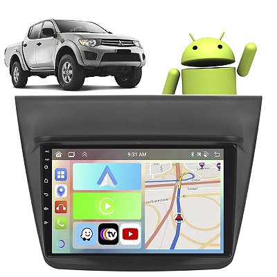 Kit Multimídia Carplay Android Auto 9” L200 Triton Pajero 2008-2015 GPS TV Online Google Assistente Siri Câmera de Ré