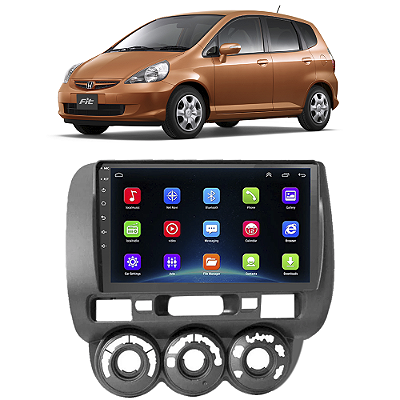 Kit Multimídia Android Fit 2004-2008 9" Tv Online GPS Bluetooth WiFi USB Rádio FM