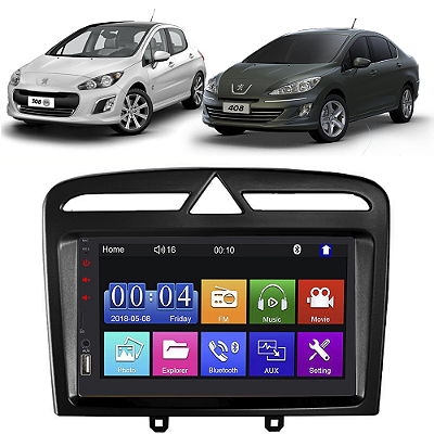 Kit Multimídia Mp5 PEUGEOT 308 408 2012-2019 7” Android IOS USB SD Bluetooth Rádio FM
