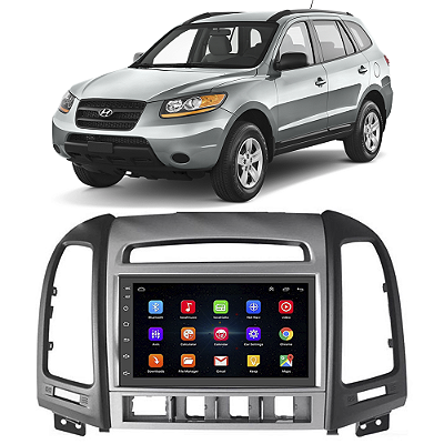 Kit Multimídia Android Hyundai Santa Fé 2006-2012 GPS TV Moldura Câmera Ré