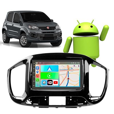Kit Multimídia Uno 2015-2021 7" Polegadas 2-32Gb GPS TV Android-Auto CarPlay Comando de voz Google Siri