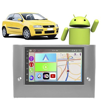 Kit Multimídia Stilo 2003-2011 7" Polegadas 2-32Gb GPS TV Android-Auto CarPlay Comando de voz Google Siri