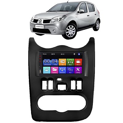 Kit Multimídia Sandero 2007-2011 7" Polegadas 2-32Gb GPS TV Android-Auto CarPlay Comando de voz Google Siri