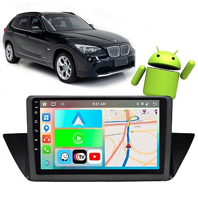 Kit Multimídia Android 9" Polegadas CarPlay BMW X1 2010-2015 + Câmera De Ré