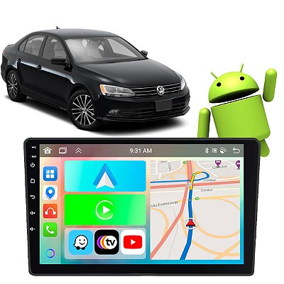 Kit Multimídia Carplay Android Auto 9” Jetta (2007-2017) GPS TV Online Google Assistente Siri Câmera de Ré