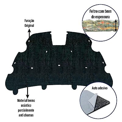 Forro Capo Ford Focus 2009-2013 Manta Autocolante Isolante termoacustico + Presilhas