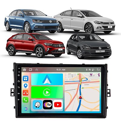 Kit Multimídia Android CarPlay 9" Polegadas 2/32GB Volkswagen Polo Virtus 2018-2022 + Câmera de Ré e Canbus