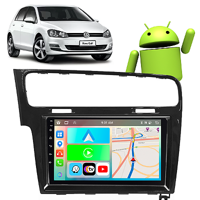 Kit Central Multimídia Android 9" Polegadas CarPlay Volkswagen Golf 2014-2020 WiFi GPS