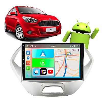 Kit Central Multimídia Android 9" Polegadas Ford Ka 2015-2017 CarPlay WiFi GPS