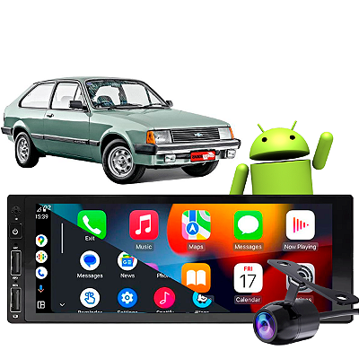 Kit Central Multimidia 1 Din Android Chevette GPS Google Siri CarPlay + Câmera de Ré