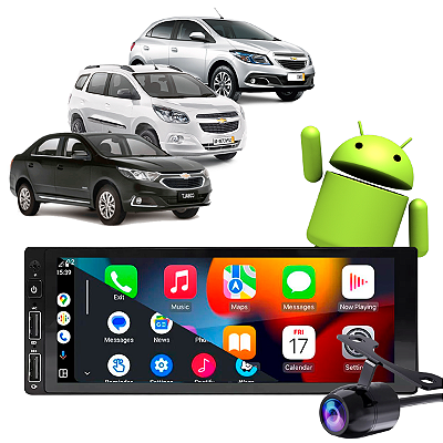 Kit Multimídia Android Chevrolet Onix 2013-2019 1 Din MP3 2-32gb Google Siri + Câmera de Ré