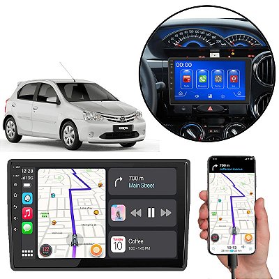 Kit Multimídia MP5 Toyota Etios 2013-2020 9 Pol Android-Auto Carplay