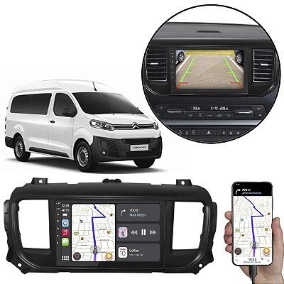 Kit Multimídia 9 Polegadas Citroen Jumpy Expert MP5 CarPlay + Câmera e Moldura