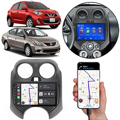 Kit Multimidia Nissan March Versa 2011-2013 Mp5 9" Pol + Câmera de Ré