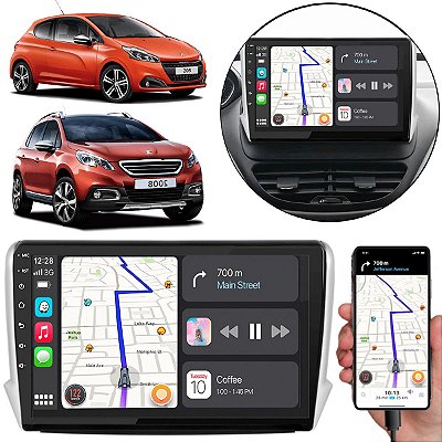 Kit Multimídia 9” Polegadas Peugeot 208 2008 2015 a 2021 MP5 CarPlay/Android Auto