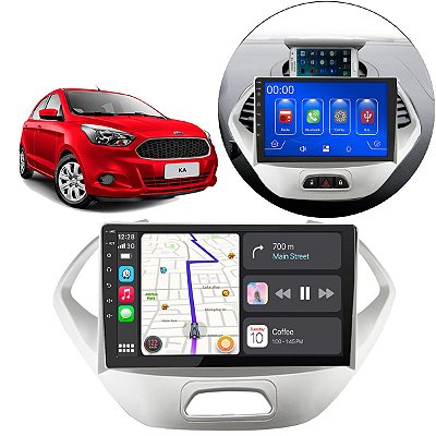 Kit Central Multimídia Android Auto CarPlay Ford Ka 2015 2016 2017 + Câmera de Ré