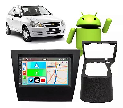 Kit Central Multimídia Android 7" 2-32GB Celta 2006-2016 Carplay + Câmera