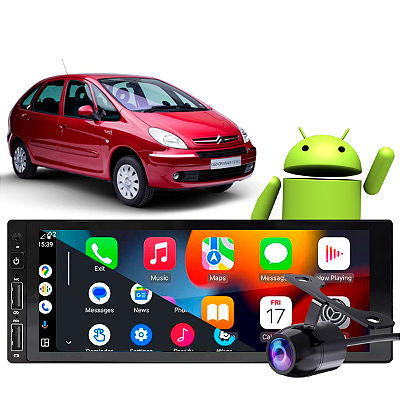 Kit Central Multimídia Android 2-32GB 1 Din Citroen Xsara Picasso 2001  a 2012 CarPlay