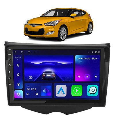 Kit Multimídia 9pol Octacore 4gb 64gb Hyundai Veloster 2011-2016 + Câmera de Ré