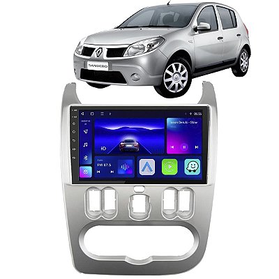 Kit Central Multimídia Android Octa-Core CarPlay Renault Sandero 2007 a 2011 GPS + Câmera