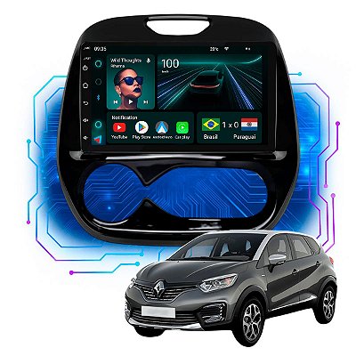 Kit Multimídia Android 9”  Captur 2017 a 2024 Ar Digital | 4GB + 64GB, CarPlay e Android Auto
