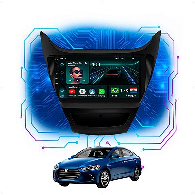 Kit Multimídia Android 9”  Elantra 2014-2016 | 4GB + 64GB, CarPlay e Android Auto