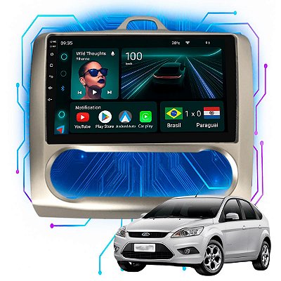 Kit Multimídia Android 9” Focus 2009-2013 | 4GB + 64GB, CarPlay e Android Auto