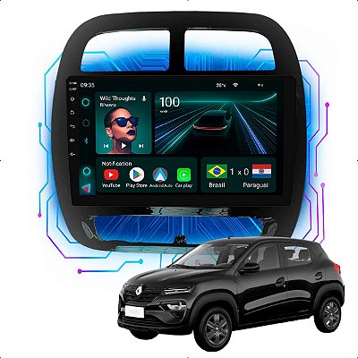 Kit Multimídia Android 9” Kwid 2018-2026 | 4GB + 64GB, CarPlay e Android Auto