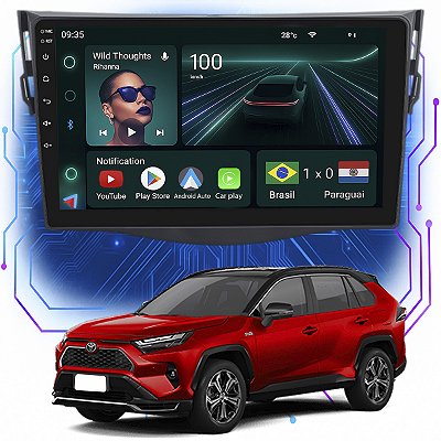 Kit Multimídia Android 9” RAV4 2006-2012 | 4GB + 64GB, CarPlay e Android Auto
