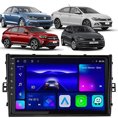 Kit Central Multimídia Android Octa-Core 4-64GB Polo Virtus 2018-2022 + Câmera de Ré GPS