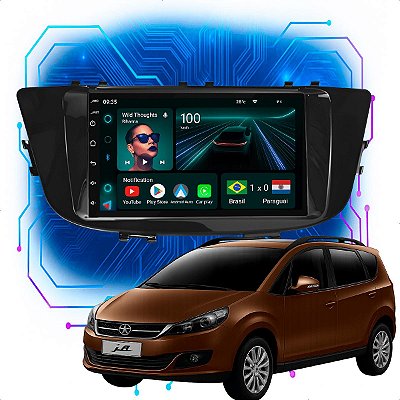 Kit Multimídia Android 9” Jac J6 2014-2016 | 4GB + 64GB, CarPlay e Android Auto