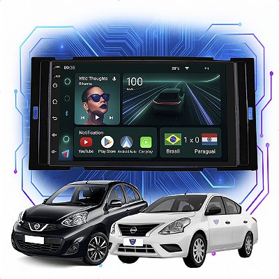 Kit Multimidia Android 4/64GB 7p March Versa 2014-2020 Carplay Android Auto