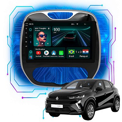 Kit Multimidia Android 4GB/64GB 9p Captur 2017-2024 Android Auto Carplay Wi-fi